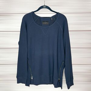 NWT Daniel Buchler Blue Sweatshirt Crew Neck Zip Details on the Front Men’s M